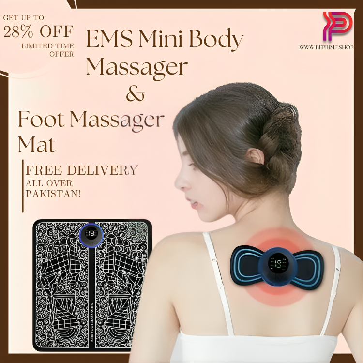 Ems Electric Foot Massager Mat And Mini Body Massager Combo