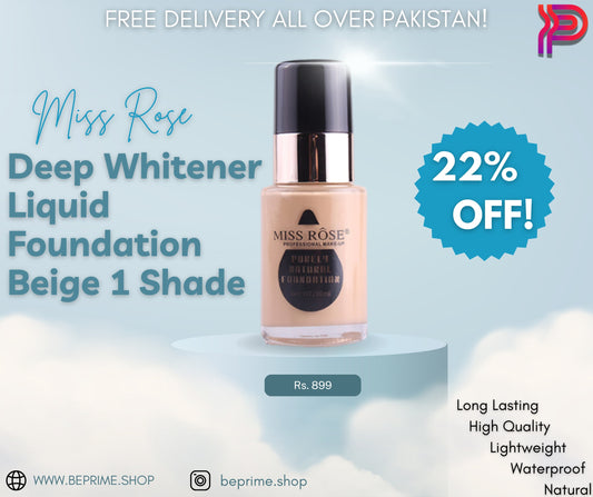 Miss Rose Deep Whitener Liquid Foundation - Beige 1 Shade