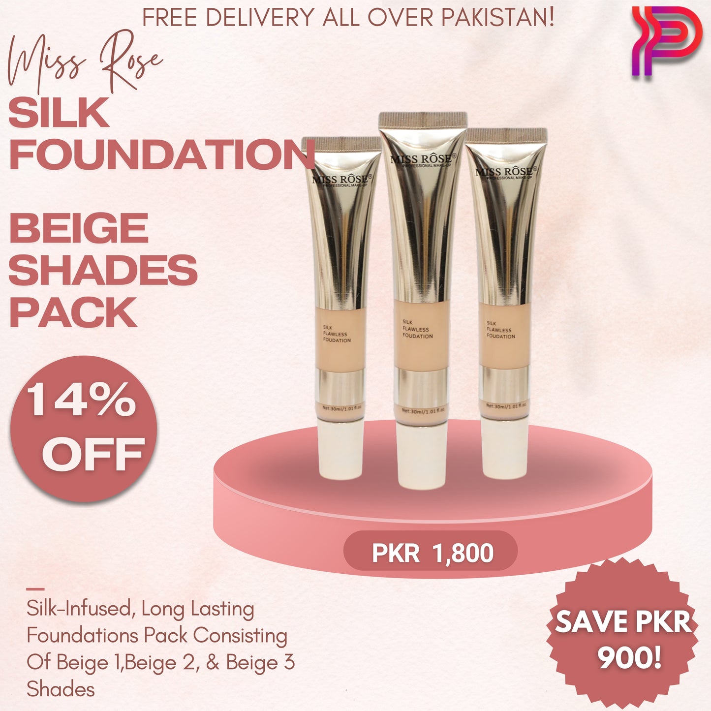 Miss Rose Silk Foundation - Beige Shades Trio Pack