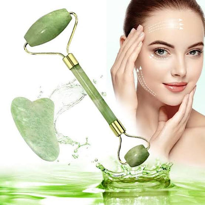 Facial Beauty - Pack Of Jade Face Roller & Gua Sha